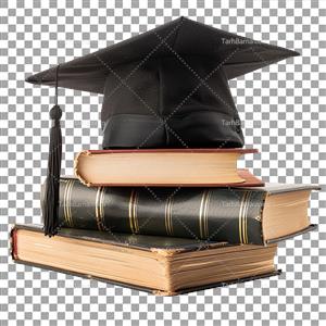 عکس کتاب و کلاه فارغ التحصیلی روی هم